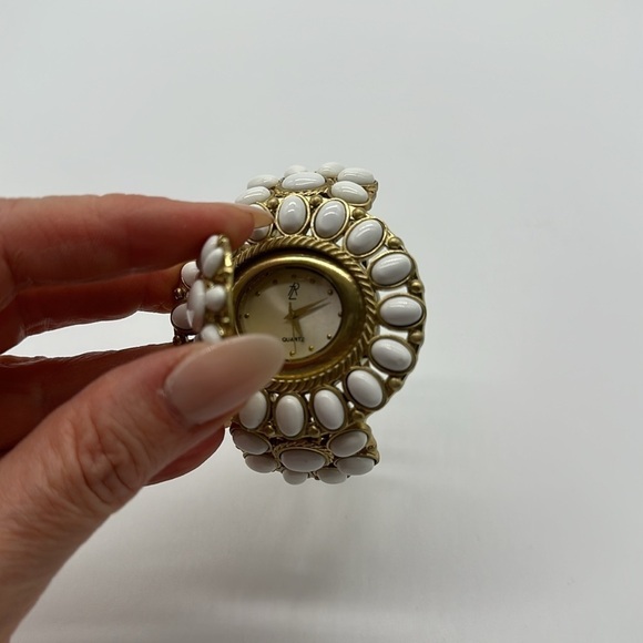 Rachel Zoe White Stone Cuff Hidden Watch - Picture 5 of 7